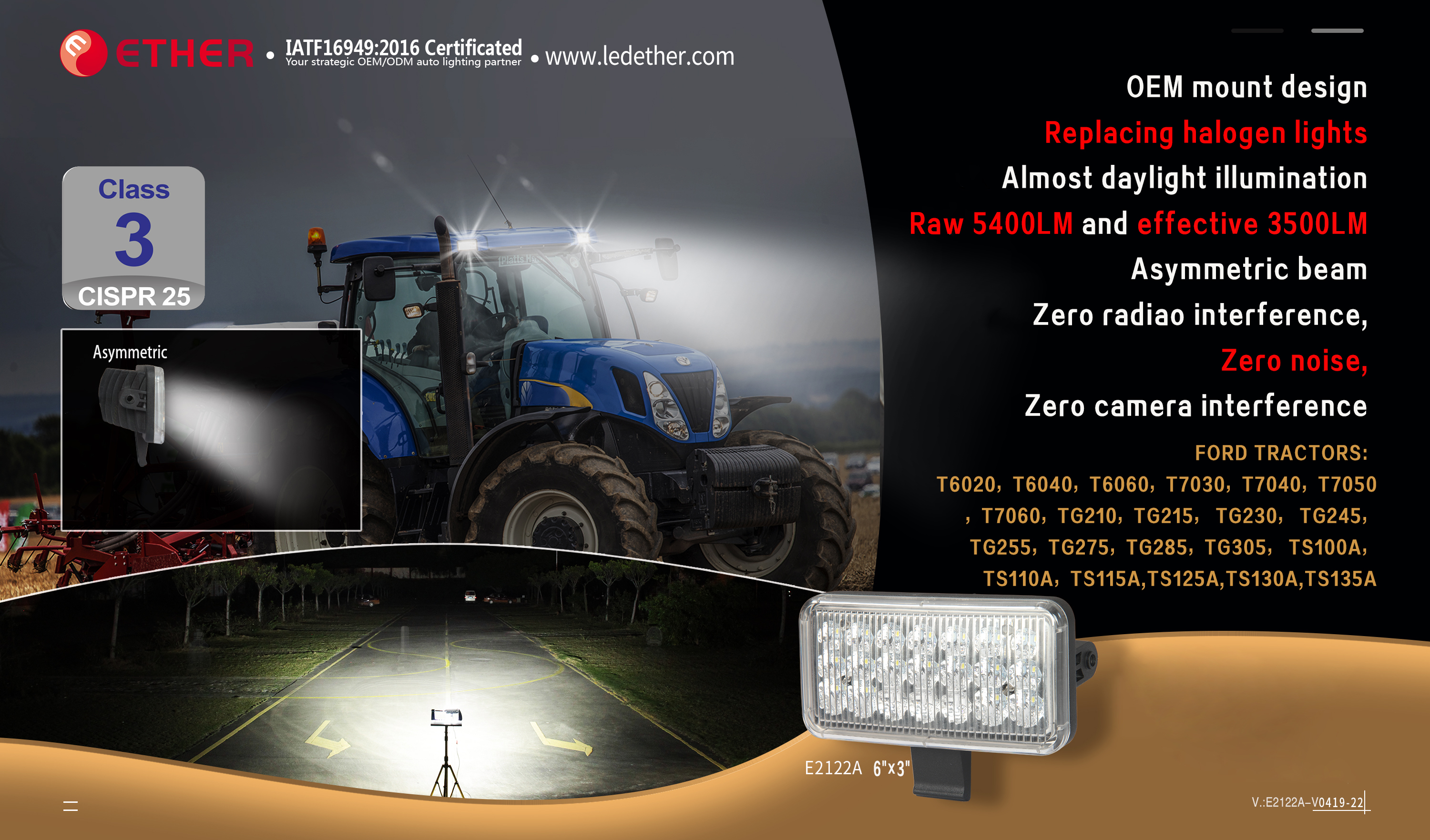E2122A 3x6”LED工作灯(高光效系列)